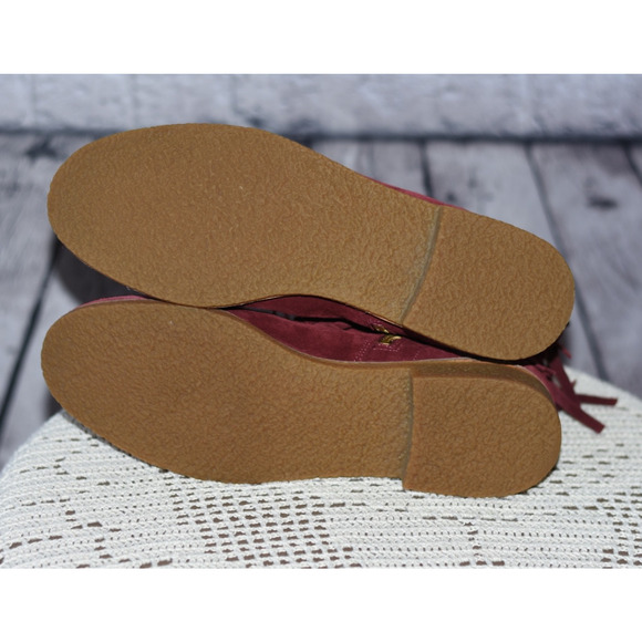 Kate Spade New York Saks BETSIE Fringe Burgundy Suede Zip Ankle Bootie Size 9M - Picture 5 of 8